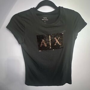 Armani Exchange Black Tee with Sequin Logo